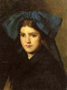 Jean-Jacques Henner Portrait of a Young Girl with a Bow in Her Hair Sweden oil painting artist